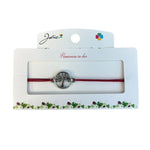 Martisor tip Bratara cu Pandantiv Metalic, Jolie, Snur Textil Rosu, Model Copacul Vietii Elegant, Dimensiune Reglabila,