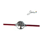 Martisor tip Bratara cu Pandantiv Metalic, Jolie, Snur Textil Rosu, Model Pomul Vietii Traditional, Dimensiune