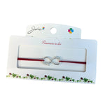Martisor tip Bratara cu Pandantiv Metalic, Jolie, Snur Textil Rosu, Model Infinit, Dimensiune Reglabila, Nod Dublu,