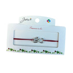 Martisor tip Bratara cu Pandantiv Metalic, Jolie, Snur Textil Rosu, Model Infinit Inima, Dimensiune Reglabila, Nod