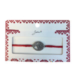 Martisor tip Bratara cu Pandantiv Metalic, Jolie, cu Snur Textil Rosu Impletit, Model Pomul Vietii, Dimensiune