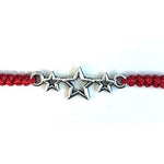 Martisor tip Bratara cu Pandantiv Metalic, Jolie, cu Snur Textil Rosu Impletit, Model Stelute, Dimensiune Reglabila,