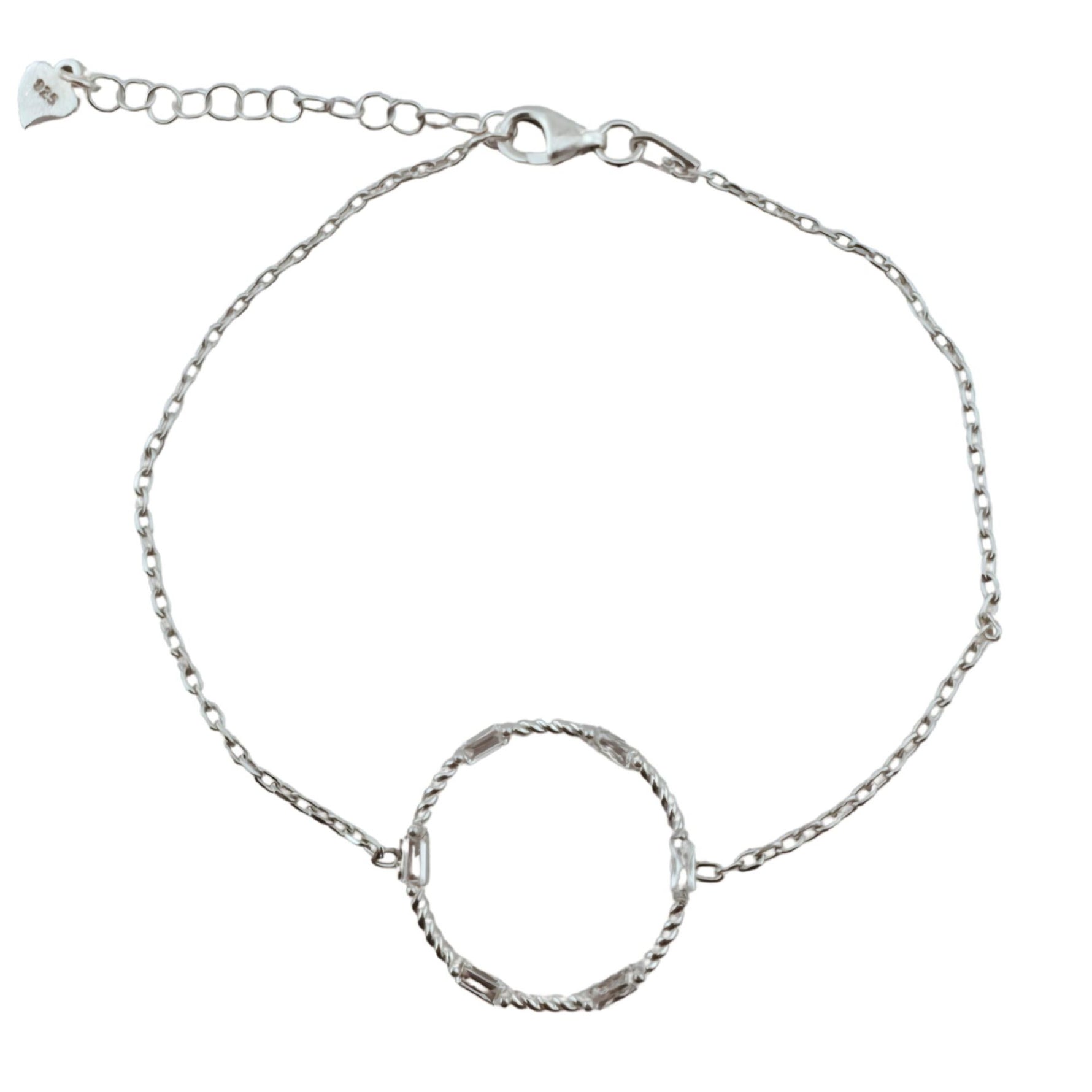 Bratara pentru Dame, Jolie Silver, din Argint 925, Model Cerc Rasucit, cu Pietre Zirconia, Ajustabila, 1.92 gr, Argintiu