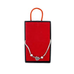 Bratara din Argint 925, pentru Dama, Jolie Silver, Model Snake cu Charm Inima si Cristale Negre, 4.86 g, Lungime