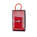 Bratara din Argint 925, pentru Dama, Jolie Silver, Model Snake cu Charm Inima si Cristale Negre, 4.86 g, Lungime