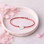 Bratara Martisor, Jolie Silver, Model Floare Stilizata Rotunda, Reglabila, Argint 925, Snur Textil, 7.5 x 4.5 cm,