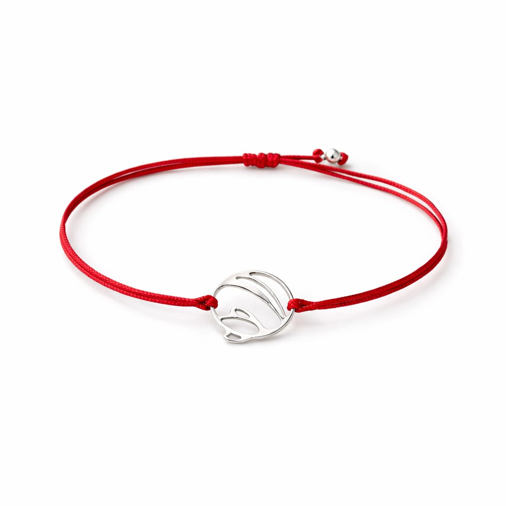 Bratara Martisor, Jolie Silver, Model Floare Stilizata Rotunda, Reglabila, Argint 925, Snur Textil, 7.5 x 4.5 cm,