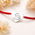 Bratara Martisor, Jolie Silver, Model Mama Si Copil, Inima, Argint 925, Snur Textil Rosu, 7.5 x 4.5 cm, Argintiu
