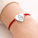 Bratara Martisor, Jolie Silver, Model Mama Si Copil, Inima, Argint 925, Snur Textil Rosu, 7.5 x 4.5 cm, Argintiu
