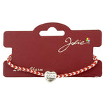 Bratara Martisor Reglabila, Jolie, Model Inima cu inscriptie: Mamma / Mum / Mama, snur Impletit, 9 x 4 cm, Alb Rosu