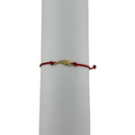 Bratara Martisor pentru Dama, Jolie, Model Aripa, Set 12 bucati, Pandativ din Inox Auriu, Snur Ajustabil Impletit, Rosu