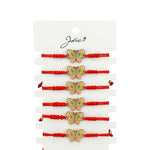 Bratara Martisor Pentru Dama, Jolie, Model Fluture, Set 12 Bucati, Pandativ din Aliaj cu Print, Snur Ajustabil