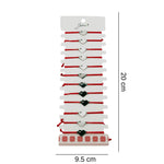 Bratara Martisor pentru Dama, Jolie, Model Inima, Set 12 bucati, Pandativ Argintiu din Inox cu Snur Rosu Ajustabil