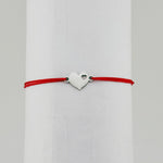 Bratara Martisor pentru Dama, Jolie, Model Inima, Set 12 bucati, Pandativ Argintiu din Inox cu Snur Rosu Ajustabil
