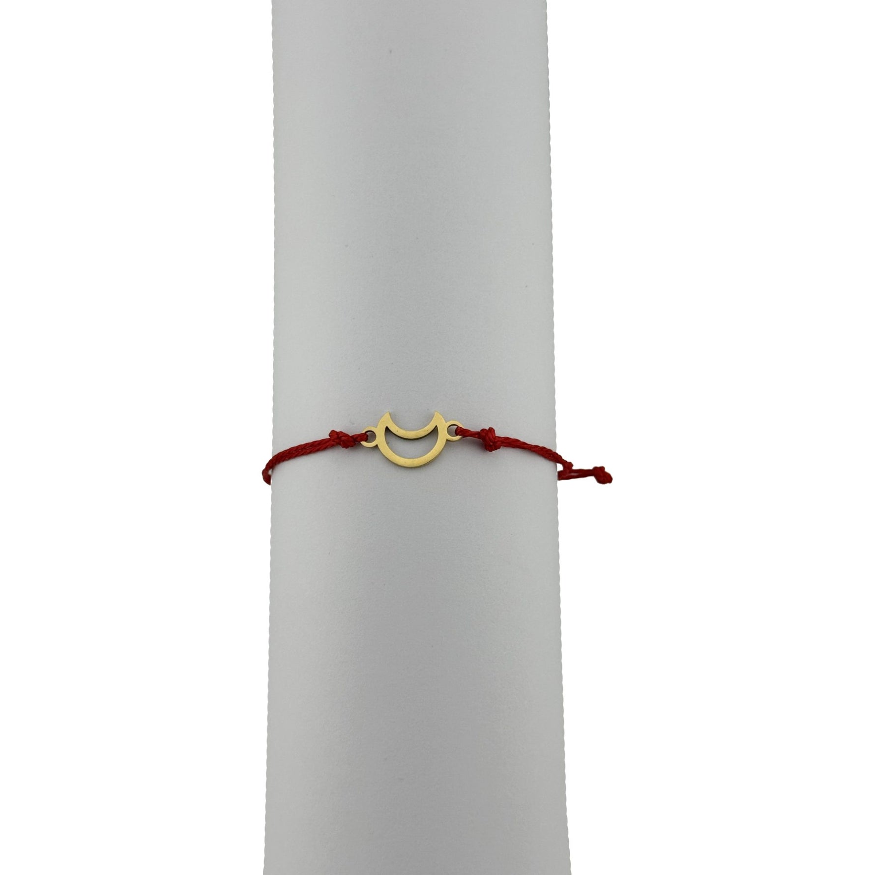 Bratara Martisor pentru Dama, Jolie, Model Luna Contur, Set 12 bucati, Pandativ din Inox Auriu, Snur Ajustabil