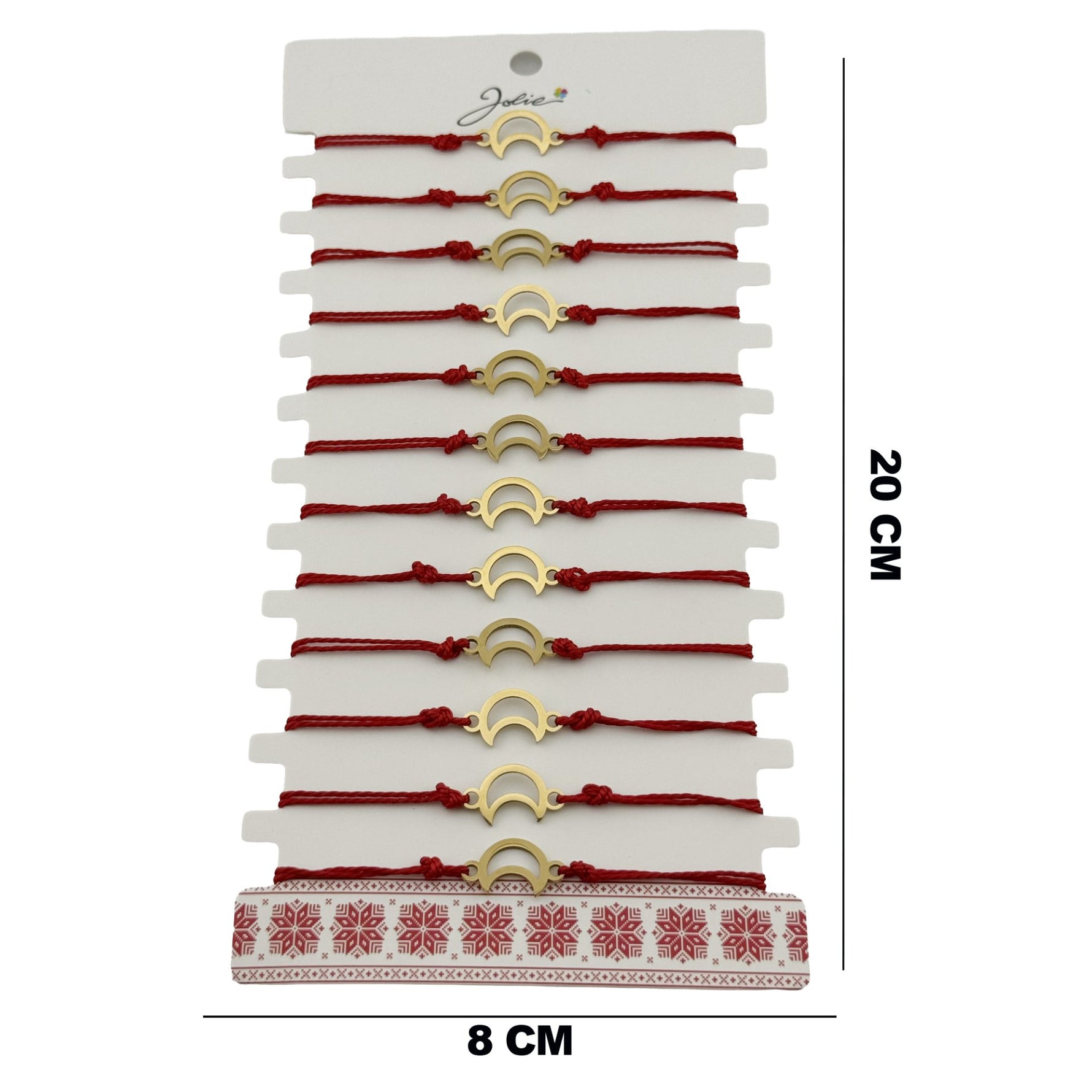 Bratara Martisor pentru Dama, Jolie, Model Luna Contur, Set 12 bucati, Pandativ din Inox Auriu, Snur Ajustabil
