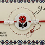 Martisor Traditional Bratara Norocoasa, Jolie, Model Rotund Floare, Bratara Martisor pentru Copii, din Plastic/Textil,