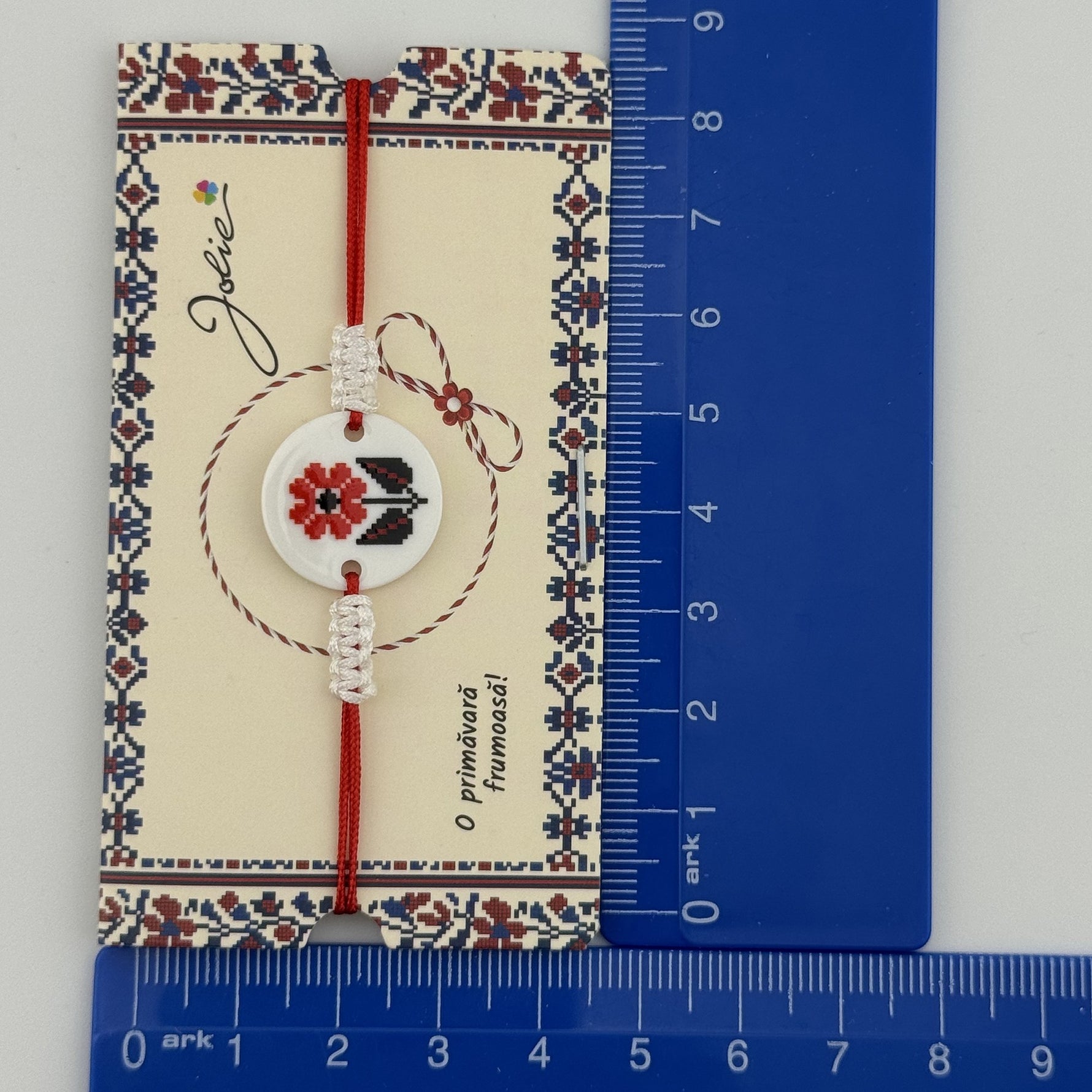 Martisor Traditional Bratara Norocoasa, Jolie, Model Rotund Floare, Bratara Martisor pentru Copii, din Plastic/Textil,