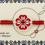 Martisor Traditional Bratara Norocoasa, Jolie, Model Trifoi Rosu Traditional, Bratara Martisor pentru Copii, din