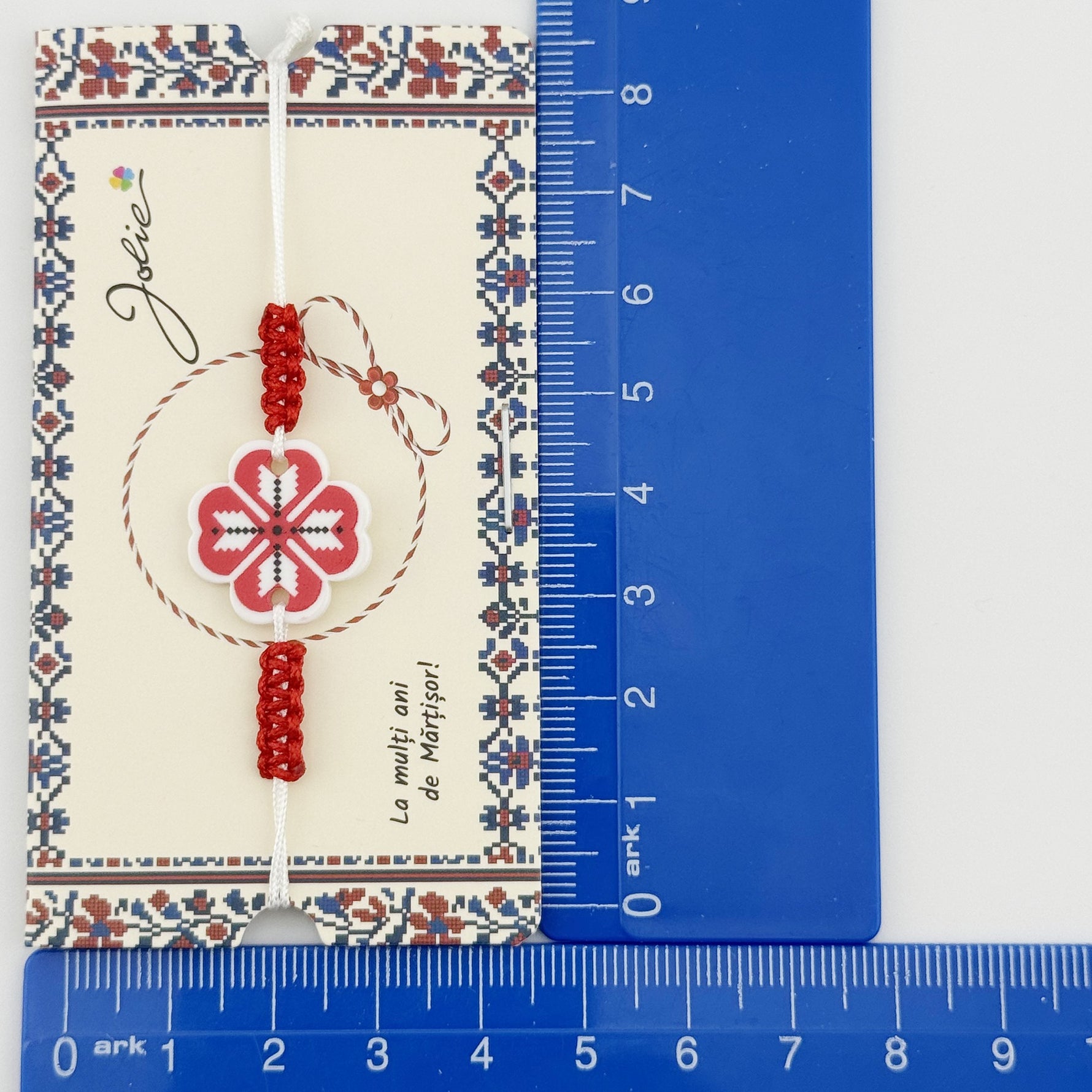 Martisor Traditional Bratara Norocoasa, Jolie, Model Trifoi Rosu Traditional, Bratara Martisor pentru Copii, din