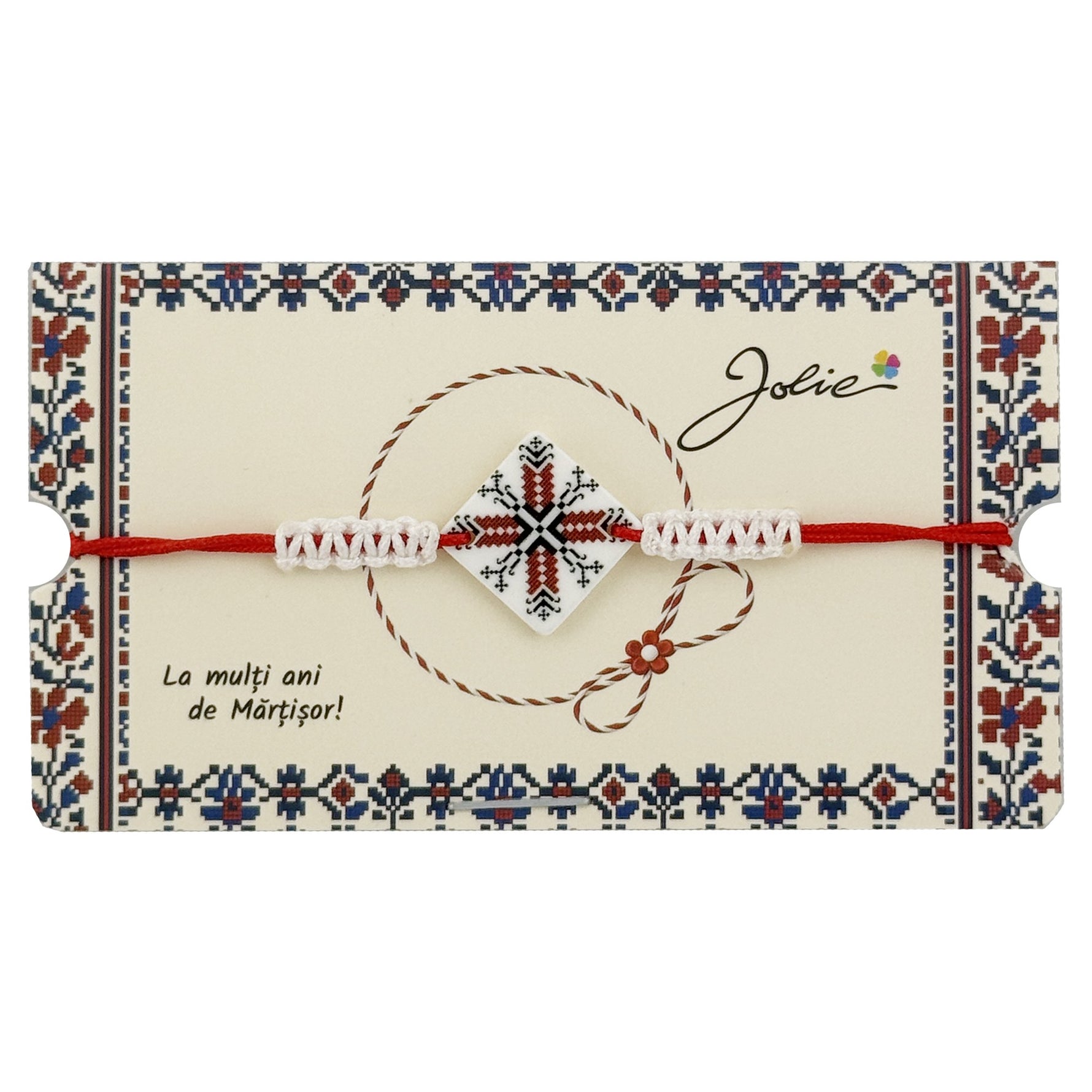 Martisor Traditional Bratara Norocoasa, Jolie, Model Romb Port Traditional, Bratara Martisor pentru Copii, din