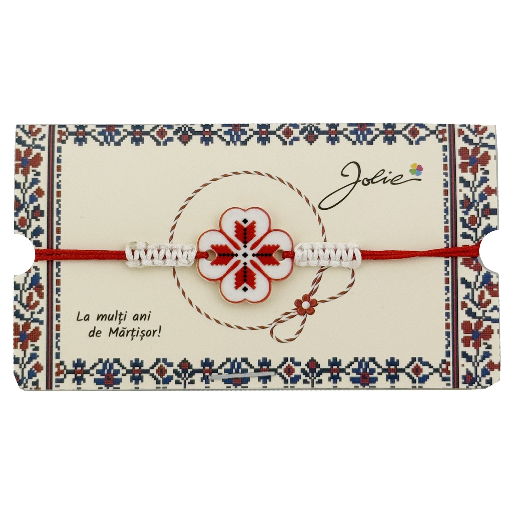Martisor Traditional Bratara Norocoasa, Jolie, Model Trifoi Port Traditional, Bratara Martisor pentru Copii, din
