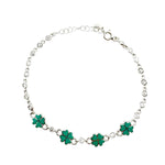 Bratara pentru Copii, Jolie, Argint 925, Model Trifoi, cu Email si Zirconiu, 22 cm/4.4g Argintiu/Verde