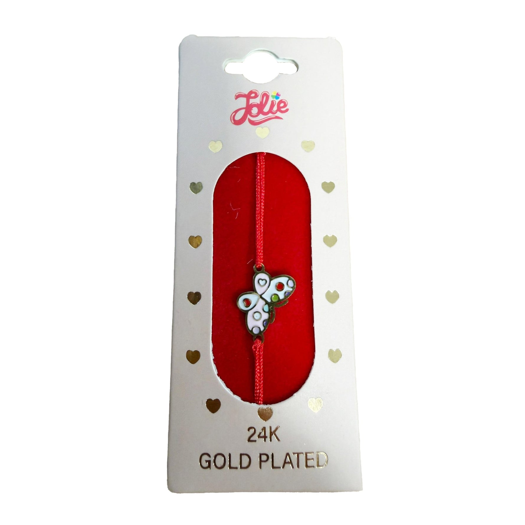 Bratara Placata cu Aur 24k Copii, Jolie, Model Fluture, Pandativ din Metal in Culori, Snur Rosu Impletit, Dimensiune