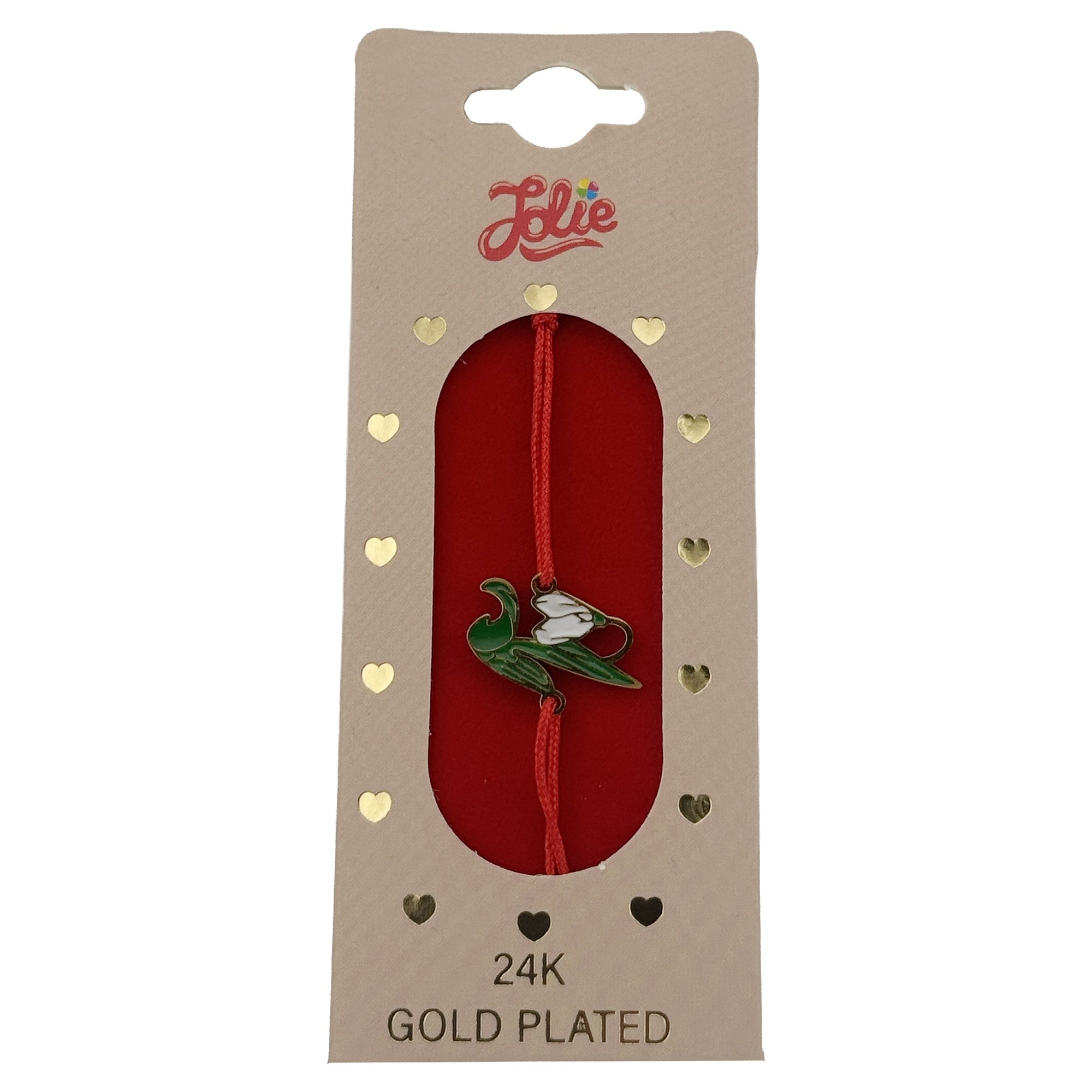 Bratara Placata cu Aur 24k Copii, Jolie, Model Lalea, cu Snur Rosu, 3.5 x 9.5, Multicolor