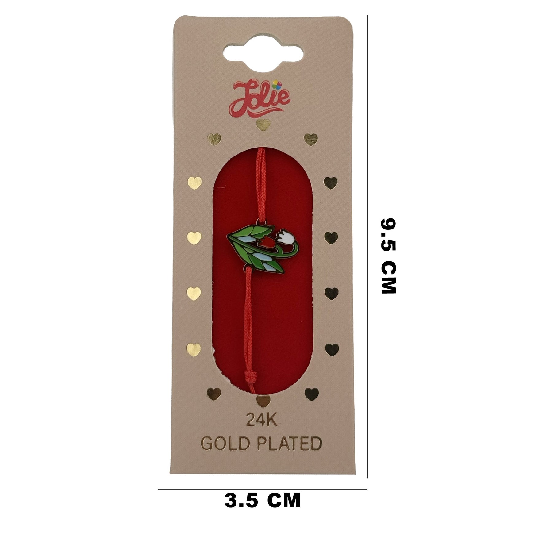 Bratara Placata cu Aur 24k Copii, Jolie, Model Lalele, cu Snur Rosu, 3.5 x 9.5, Multicolor