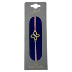 Bratara Placata cu Aur 24k, Jolie, Model FLUTURE, Martisor Bratara, cu Snur Alb/Rosu, Auriu
