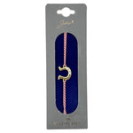 Bratara Placata cu Aur 24k, Jolie, Model POTCOAVA cu PIETRE, Martisor Bratara, cu Snur Alb/Rosu, Auriu