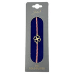 Bratara Placata cu Aur 24k, Jolie, Model TRIFOI, Martisor Bratara, cu Snur Alb/Rosu, Auriu