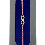 Bratara Placata cu Aur 24k, Jolie, Model INFINIT, Martisor Bratara, cu Snur Alb/Rosu, Auriu