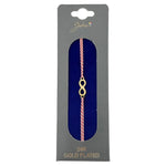 Bratara Placata cu Aur 24k, Jolie, Model INFINIT, Martisor Bratara, cu Snur Alb/Rosu, Auriu