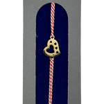 Bratara Placata cu Aur 24k, Jolie, Model INIMA, Martisor Bratara, cu Snur Alb/Rosu, Auriu