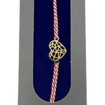 Bratara Placata cu Aur 24k, Jolie, Model INIMA aspect Crapaturi, Martisor Bratara, cu Snur Alb/Rosu, Auriu