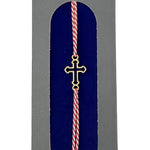 Bratara Placata cu Aur 24k, Jolie, Model CRUCE, Martisor Bratara, cu Snur Alb/Rosu, Auriu