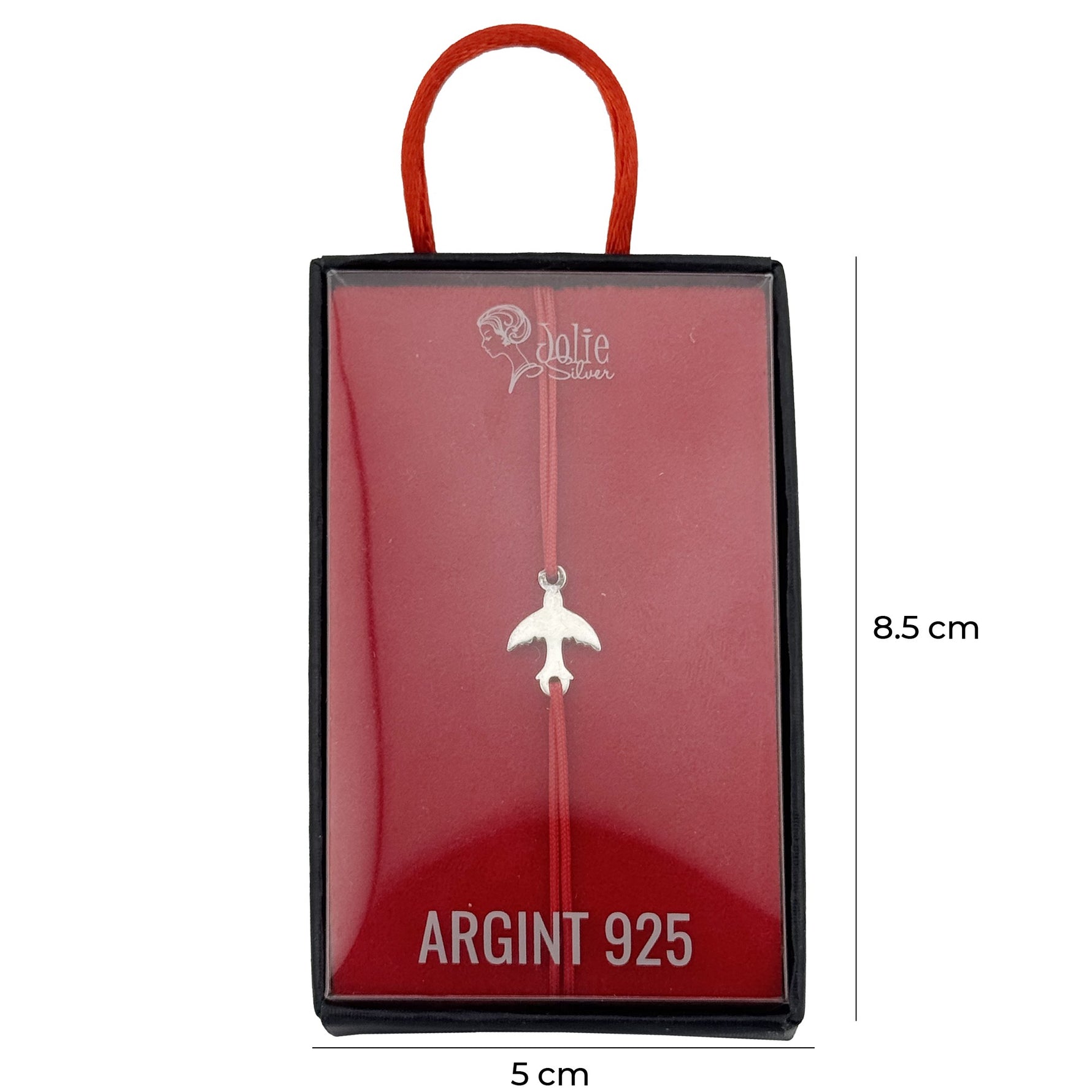 Bratara Dama Argint 925, Jolie, Model Randunica cu Snur Rosu, Pandativ Silver 0.48 gr, Argintiu