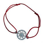 Bratara Martisor Argint 925, Jolie, Model Soare, cu Snur Rosu Ajustabil, 1.4 g, Argintiu