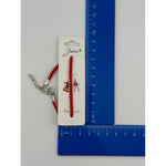 Martisor Traditional Bratara Tricotata, Jolie, Snur Textil si Lant Metalic, 12 x 4 cm, Rosu
