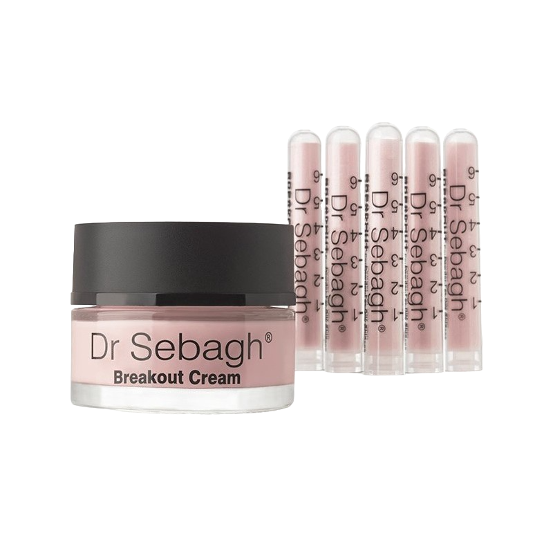 Breakout Set Dr Sebagh: Breakout, Anti-Acnee, Powder Tubes, 5 pcs, 1.95 g + Breakout, Calming, Day, Cream, For Face, 50 ml - Olmarkt