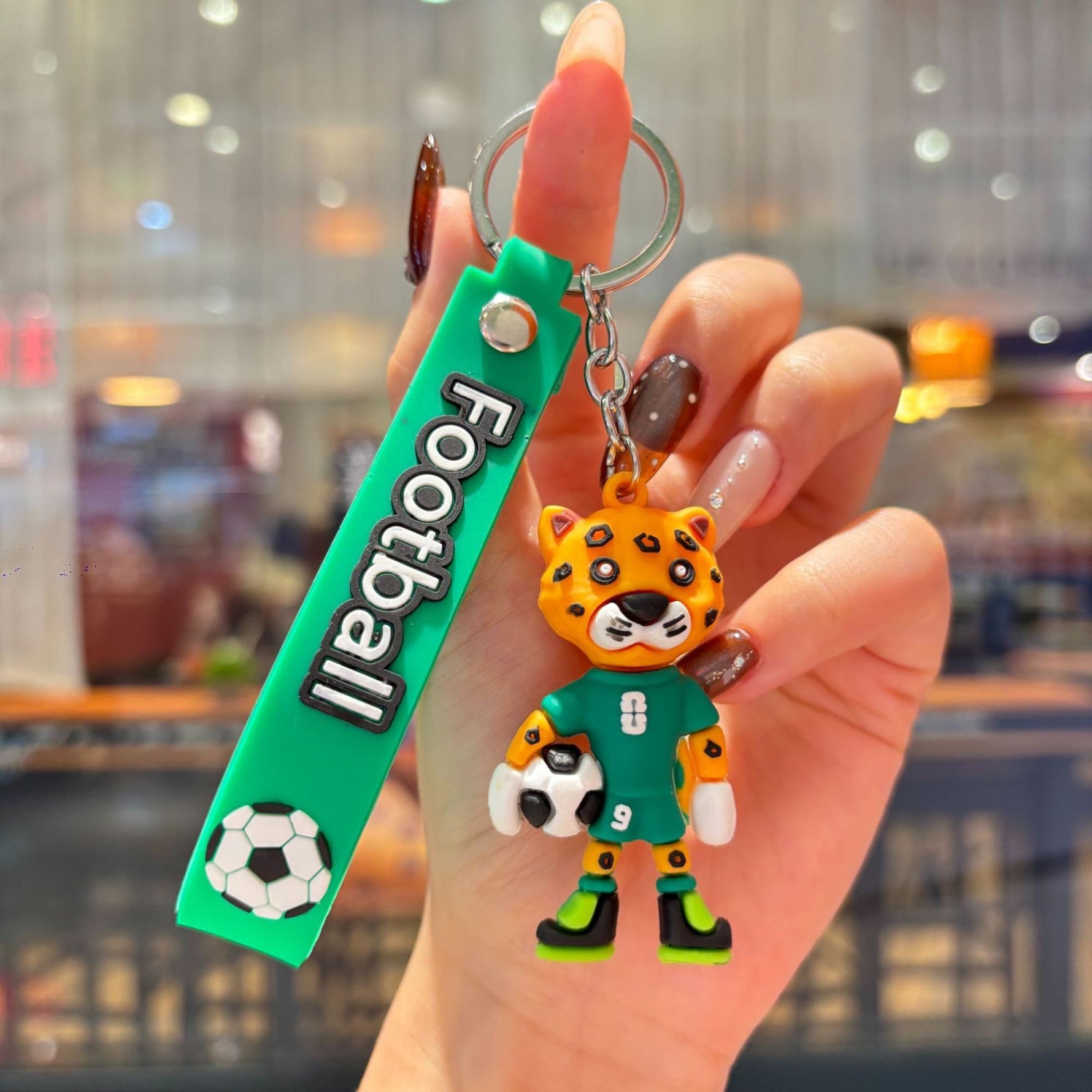 Breloc Chei, Flippy, Model Leopard, Mascota de Fotbal, Cupa Mondiala, Accesoriu Pentru Chei si Rucsac, Cauciuc Moale,
