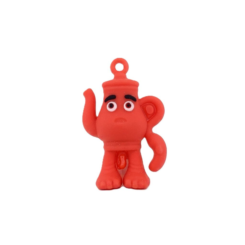 Breloc de Chei din Silicon, Flippy, Figurina Brainrot Ceainic Sahur, 4 cm, Rosu