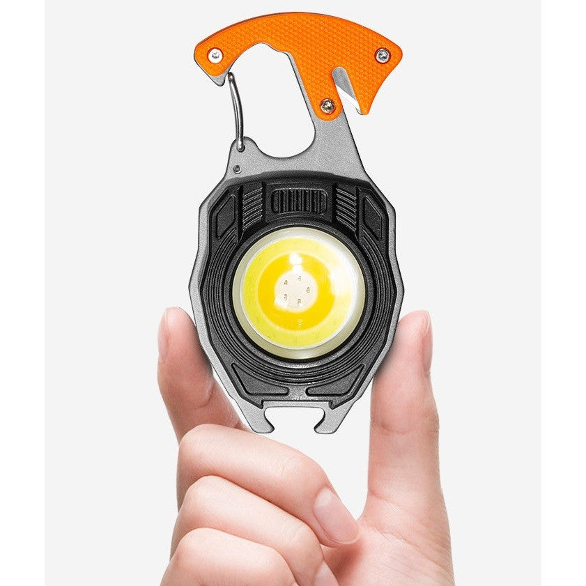 Breloc Multifunctional, Flippy, Model W5147, Kit Supravietuire, Lanterna, Bricheta, Fluier, din ABS/Aluminiu,