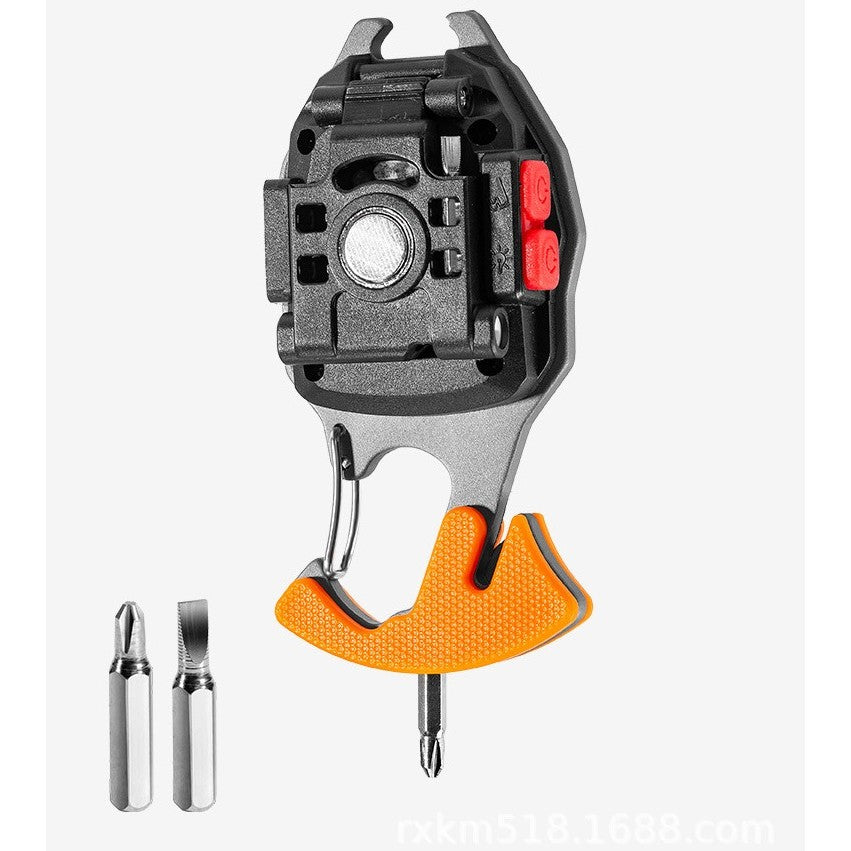 Breloc Multifunctional, Flippy, Model W5147, Kit Supravietuire, Lanterna, Bricheta, Fluier, din ABS/Aluminiu,