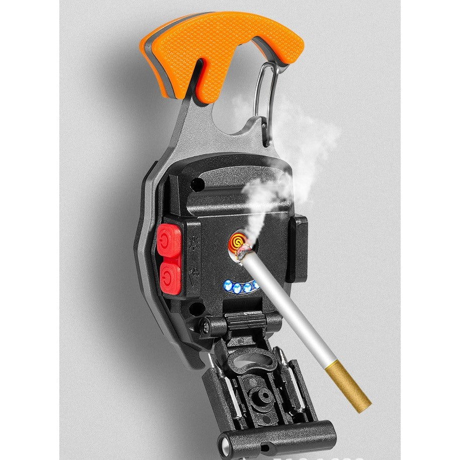 Breloc Multifunctional, Flippy, Model W5147, Kit Supravietuire, Lanterna, Bricheta, Fluier, din ABS/Aluminiu,