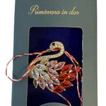 Martisor cu Brosa Placata cu Aur 24K, Jolie, Ambalaj Carton cu Design, Material Metal, Model Lebada, Dimensiune Brosa