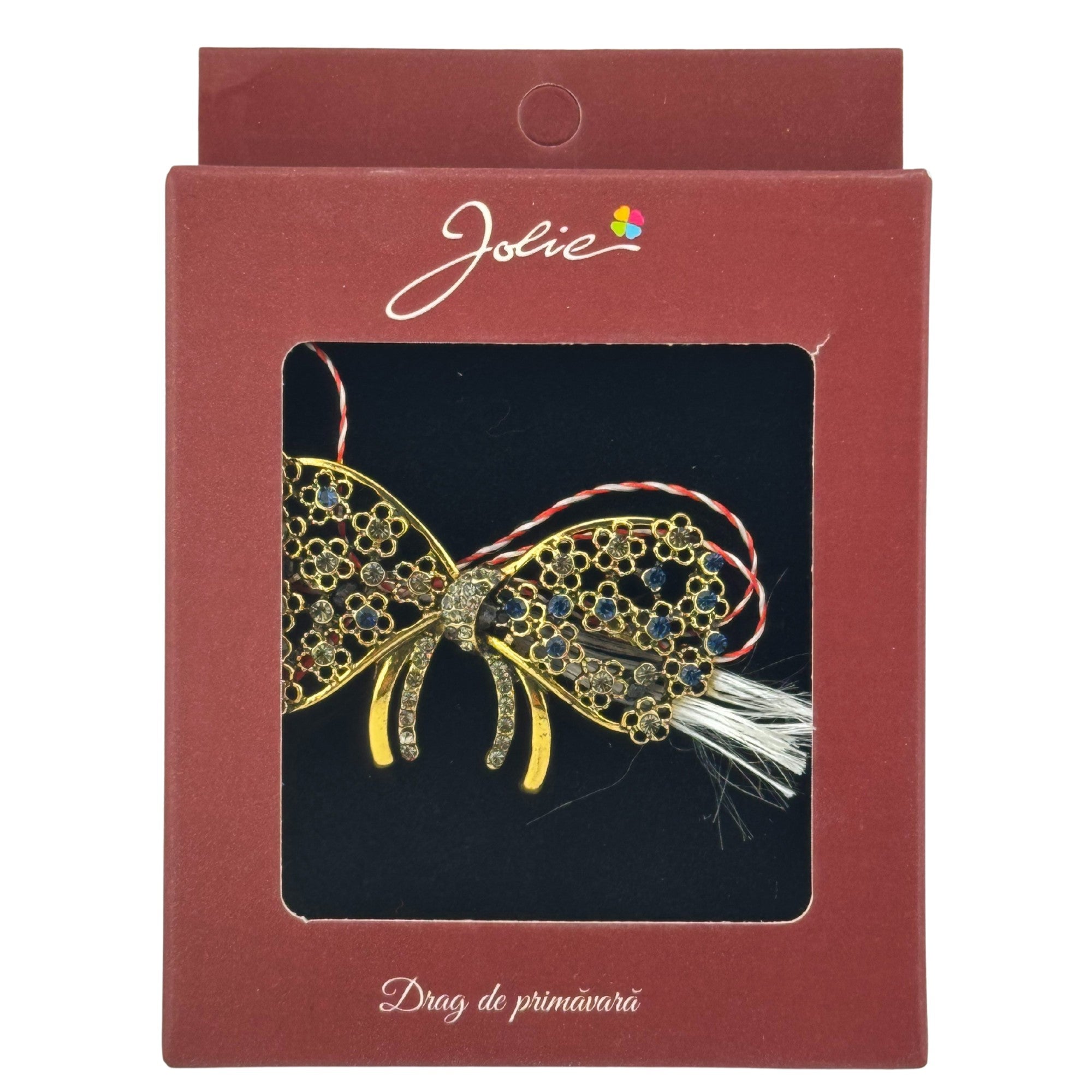 Brosa Vintage, Jolie, Material Metal, Ambalaj Carton, Dimensiune Brosa Aproximativ 4-6 cm, Model Fundita cu Flori,