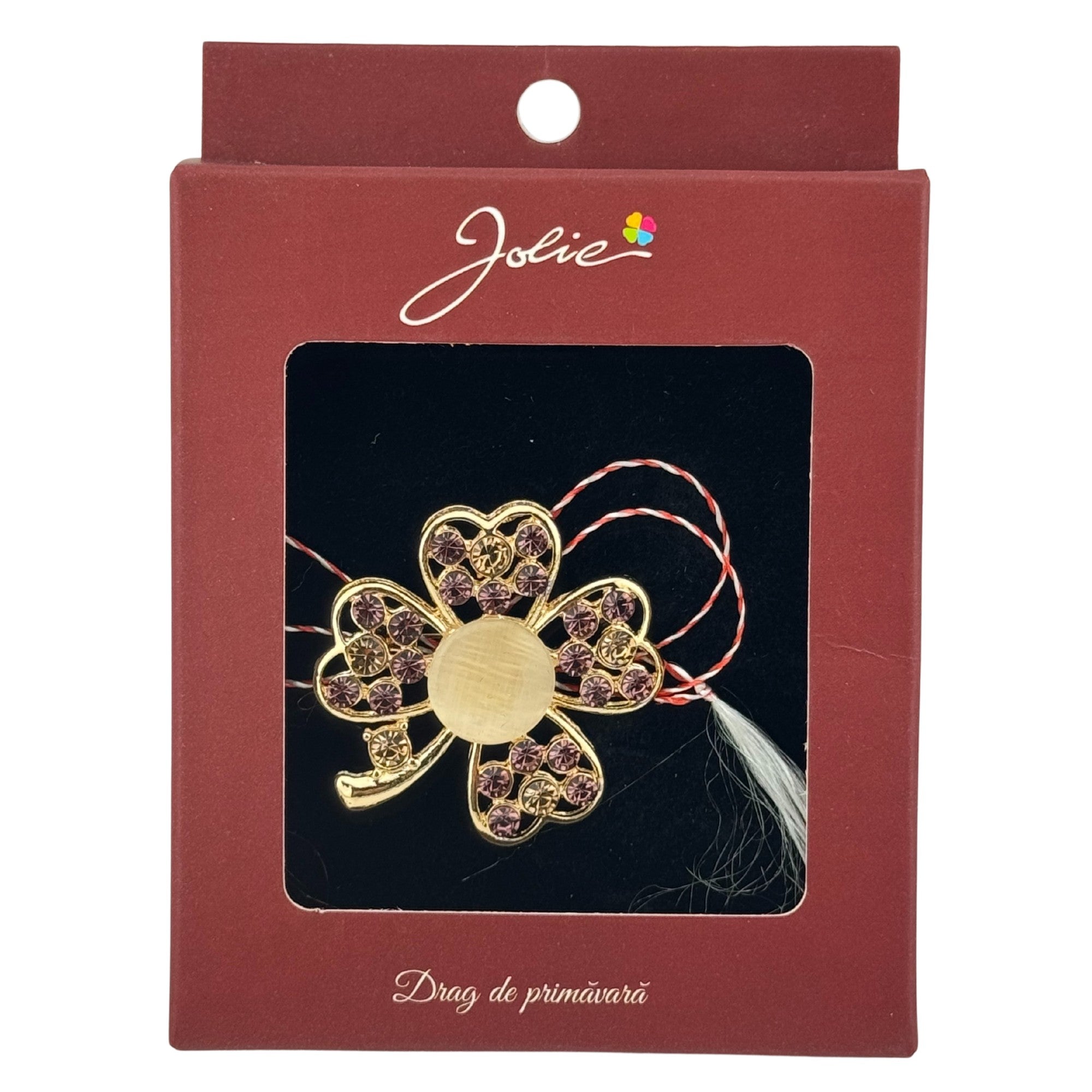 Brosa Vintage, Jolie, Material Metal, Ambalaj Carton, Dimensiune Brosa Aproximativ 4-6 cm, Model Trifoi cu Patru Foi,